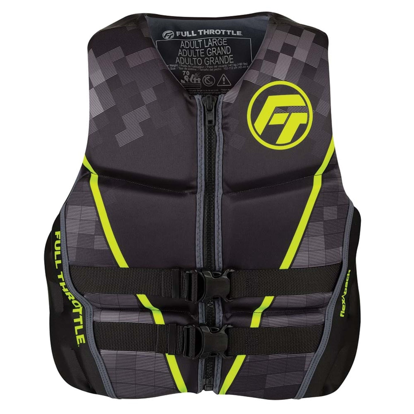 Full Throttle Mens Rapid-Dry Flex-Back Life Jacket L Grn