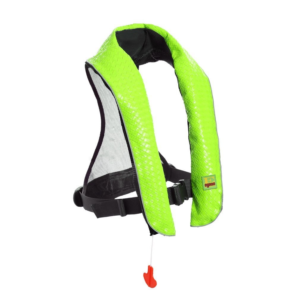 Premium Automatic / Manual Inflatable Life Jacket Floating Life Vest Slim Inflate Survival Aid Lifesaving PFD Deluxe Leather NEW - Lemon