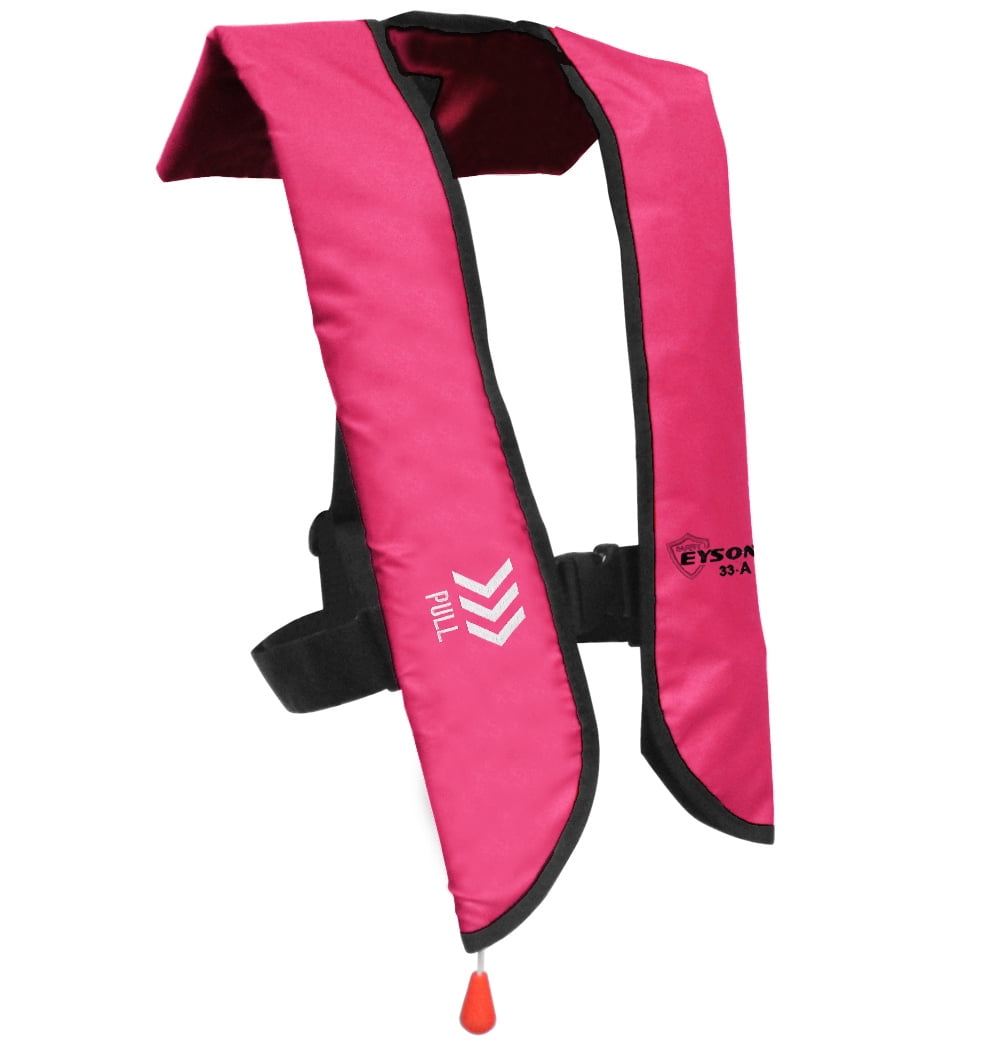 Premium Automatic / Manual Inflatable Life Jacket Floating Life Vest Slim Inflate Survival Aid Lifesaving PFD Deluxe Leather NEW - Pink