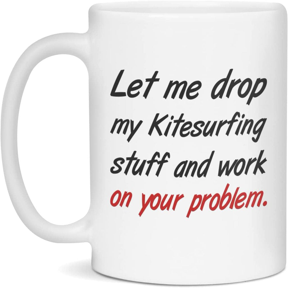 Mug for Kitesurfing Funny Kitesurfing Coffee Mug, 15-Ounce White