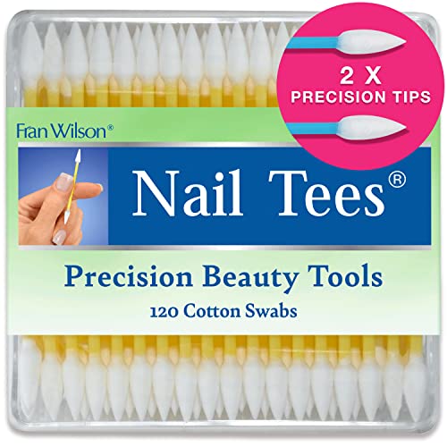 Fran Wilson NAIL TEES COTTON TIPS 120 Count (12 PACK) - The Ultimate Nail Tool, Multi-Purpose Double-sided Swabs with Pointed Ends for Precise Touch-ups and the Perfect At-Home Manicure & Pedicure
