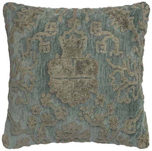 Loloi GPI15 Loloi-PSETGPI15GYBBPIL1-Grey Decorative Accent Pillow-100% Viscose Fill, 18" x 18" Cover w/Poly, GREY/BLUE
