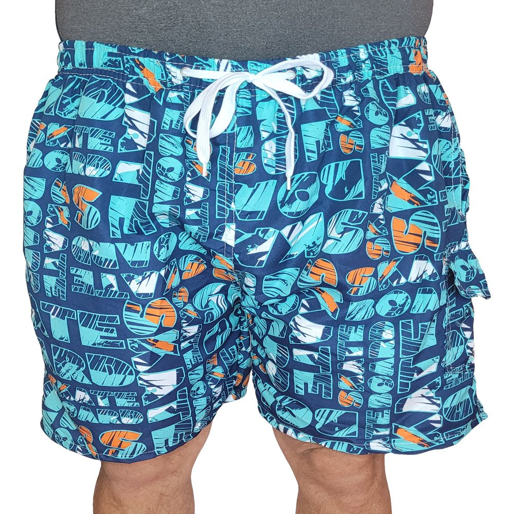 Men'S 3 Pockets Cargo Swim Shorts Swimming Trunks Swimwear Suit, Beach Surf Boad Summer Wear, All Solid Colors