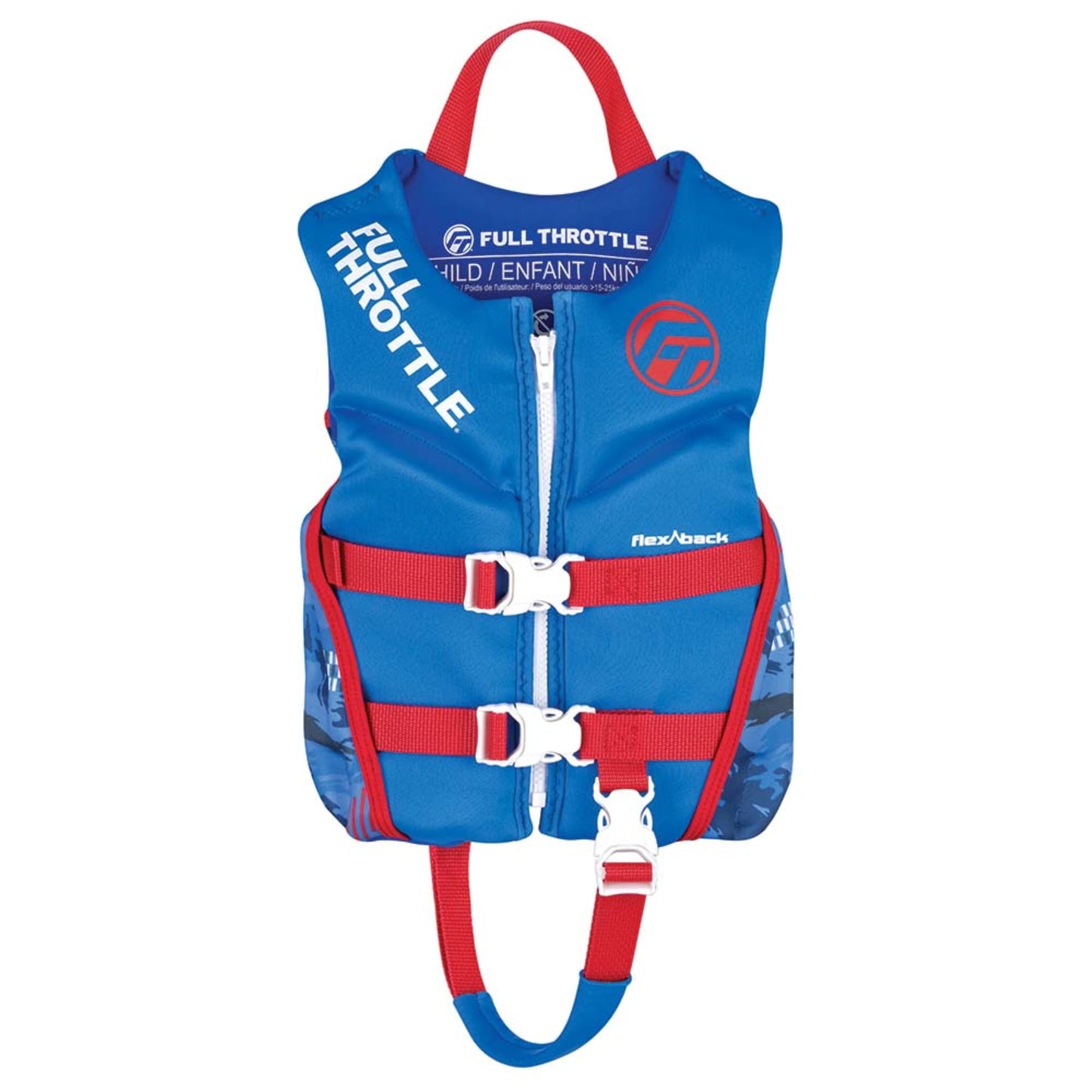 Full Throttle Child Rapid-Dry Flex-Back Life Jacket Blue