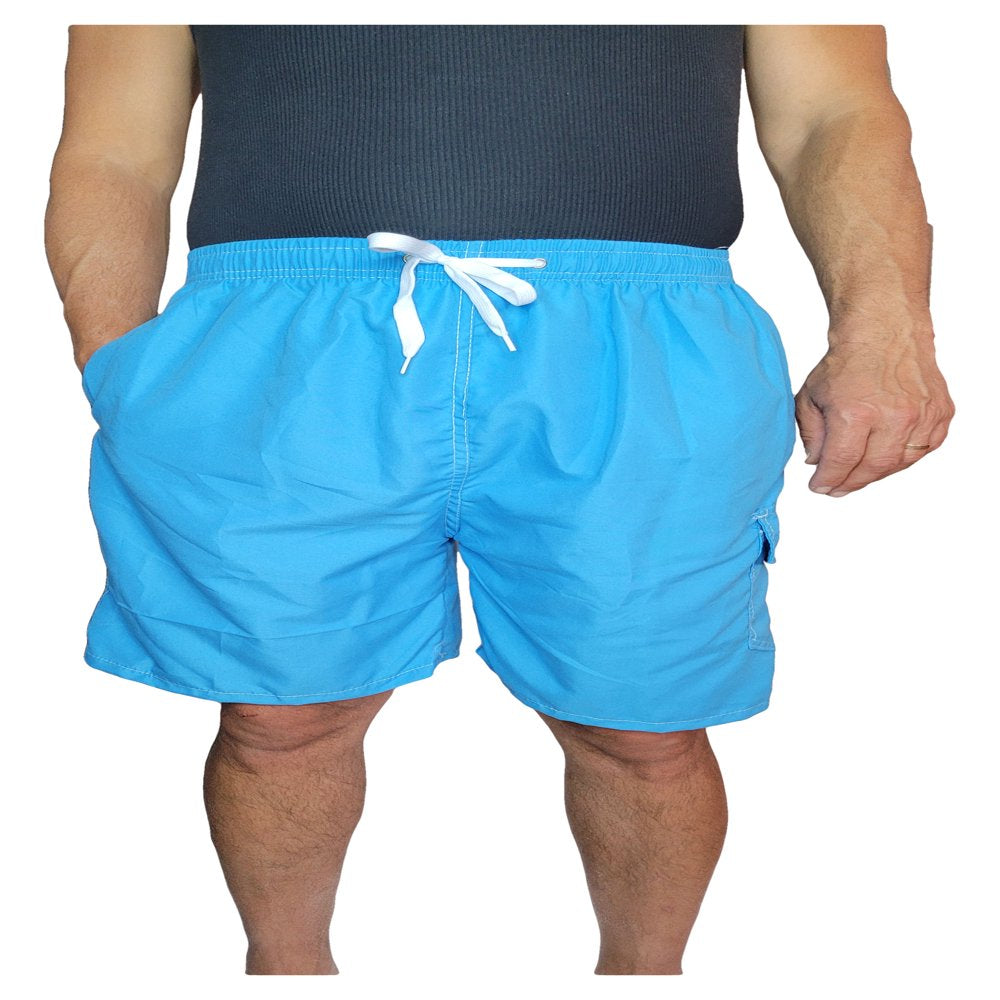 Men'S 3 Pockets Cargo Swim Shorts Swimming Trunks Swimwear Suit, Beach Surf Boad Summer Wear, All Solid Colors