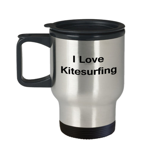 I Love Kitesurfing Travel Mug - Porcelain Travel Mugs 14 Oz Travel Mugs