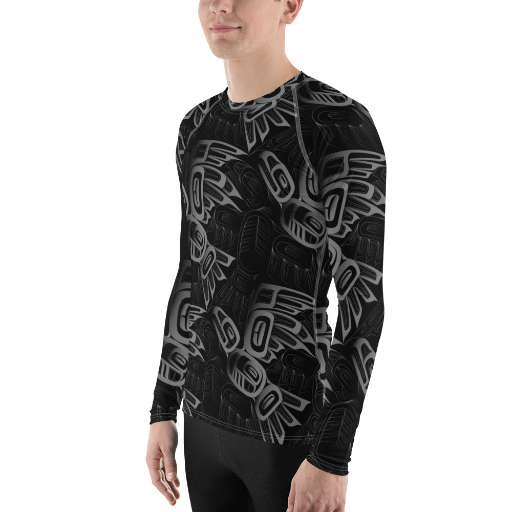 Men's Eagle Raven Tessellation Long Sleeve Athletic Top (Rash Guard)