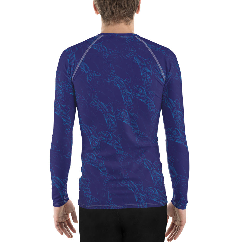 Men's Salmon Tessellation Long Sleeve Athletic Top (Rash Guard)