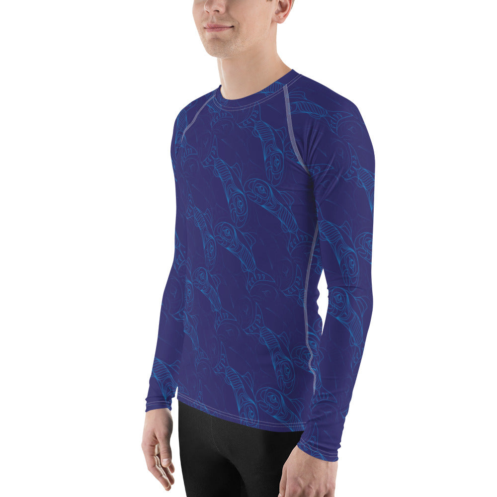 Men's Salmon Tessellation Long Sleeve Athletic Top (Rash Guard)