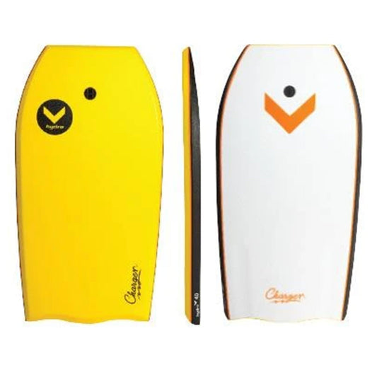 Hydro Charger 40 EPS Bodyboard with leash - Yellow deck/ Black rails / White bottom