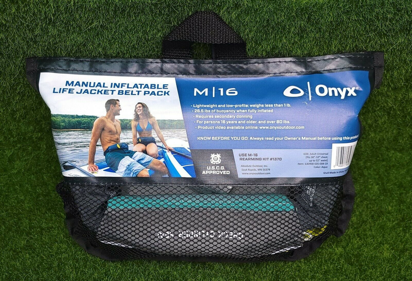 Onyx Unisex Belt Pack Manual Inflatable Life Jacket (PFD) (AQUA)