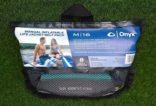 Onyx Unisex Belt Pack Manual Inflatable Life Jacket (PFD) (AQUA)