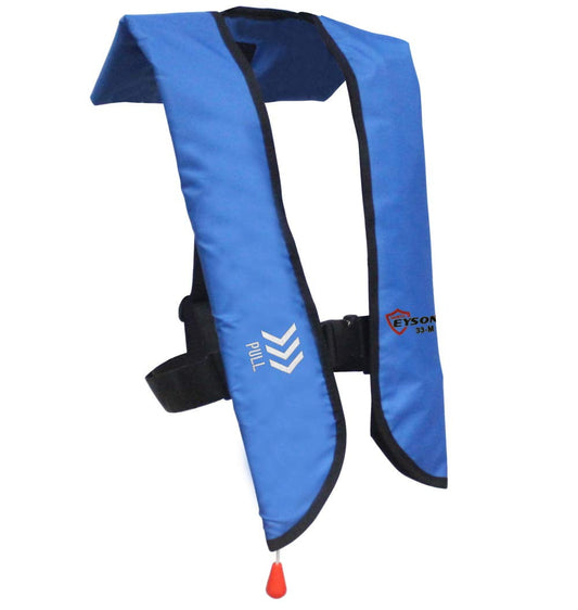 Premium Automatic / Manual Inflatable Life Jacket Floating Life Vest Slim Inflate Survival Aid Lifesaving PFD Deluxe Leather NEW - Blue