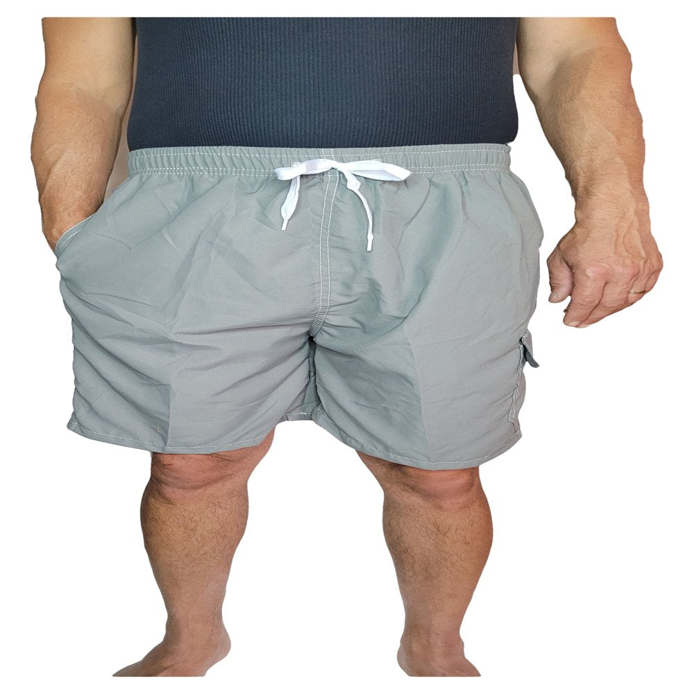 Men'S 3 Pockets Cargo Swim Shorts Swimming Trunks Swimwear Suit, Beach Surf Boad Summer Wear, All Solid Colors