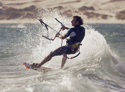 A Man Kitesurfing; Tarifa, Cadiz, Andalusia, Spain Poster Print (36 X 26)